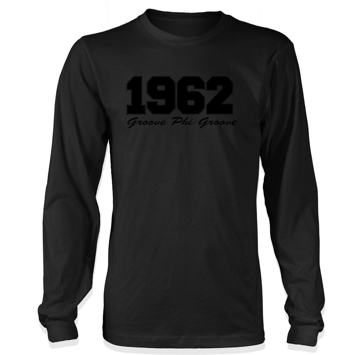 Groove Phi Groove 1962 Embroidered Black on Black Long Sleeve T-Shirt