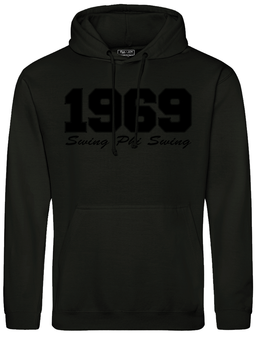 Swing Phi Swing 1969 Embroidered Black on Black Hoodie