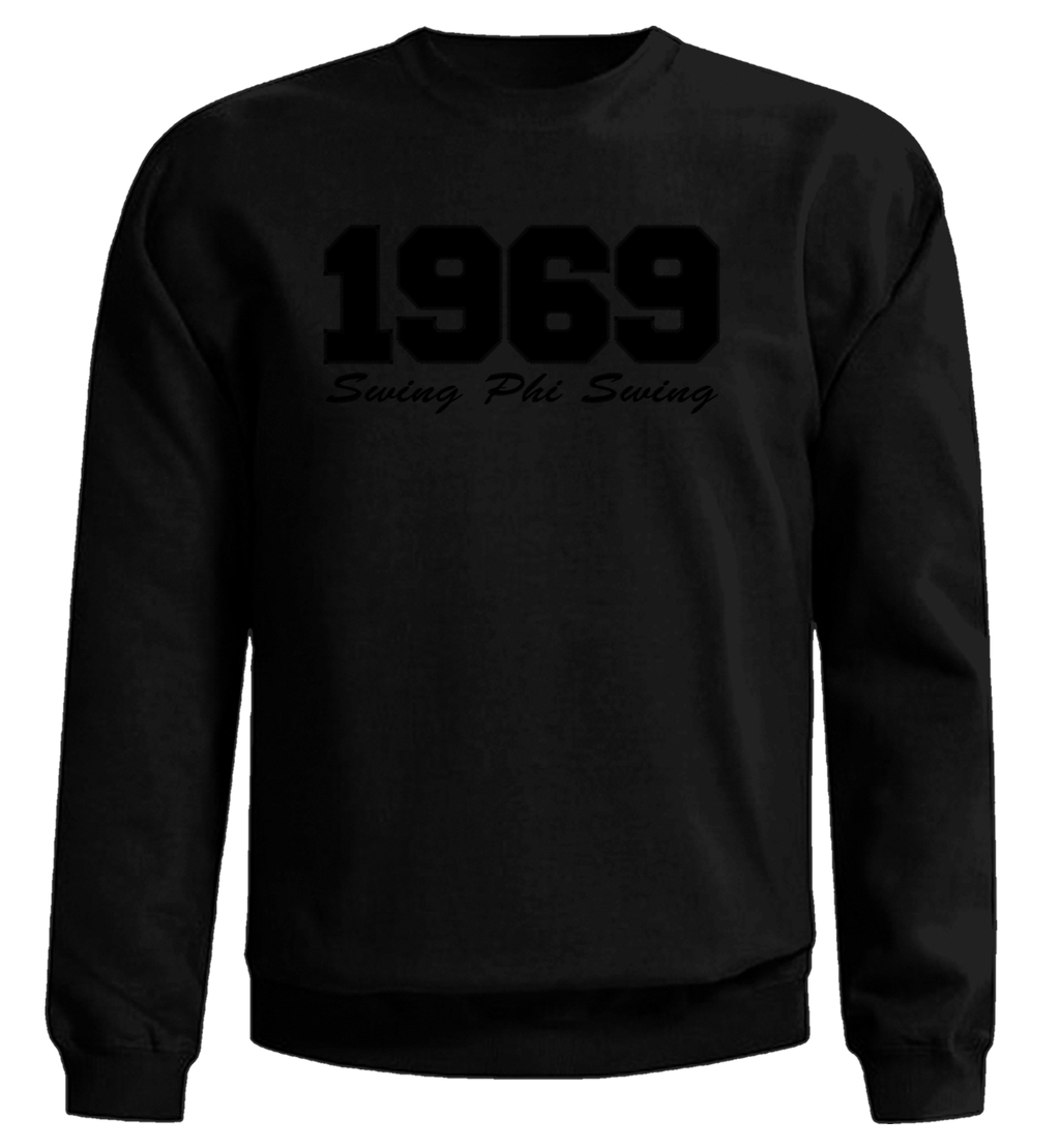 Swing Phi Swing 1969 Embroidered Black on Black Sweatshirt